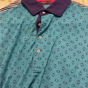 Greyson Teal Patterned Polo Shirt